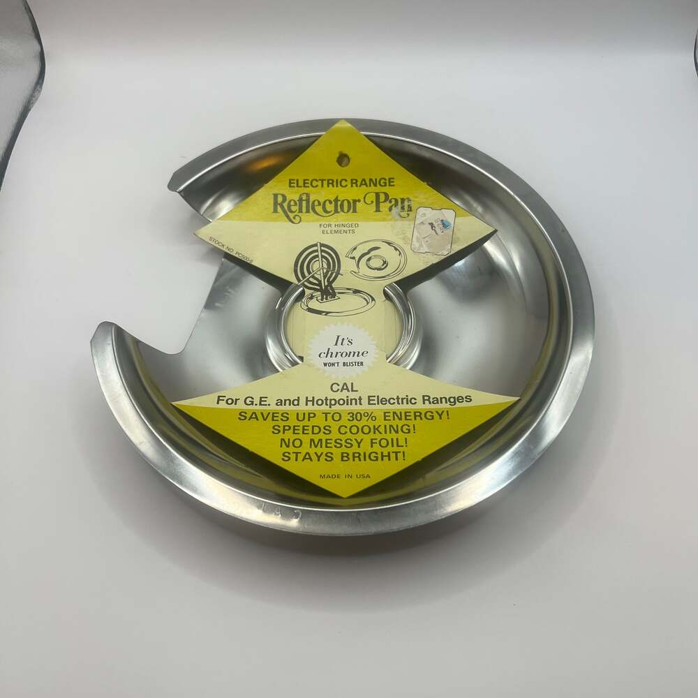 Vintage CAL Chrome Electric Range Reflector Pan PC500-8 for G.E. and Hotpoint